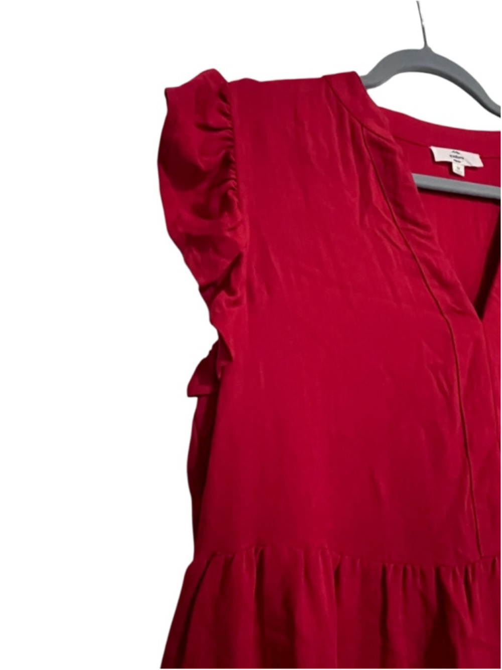EUC Women's entro Red Tiered Ruffle Sleeve Maxi Dress M - Picture 4 of 7